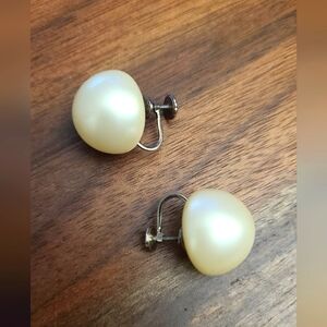 VTG Richelieu signed faux pearl earrings